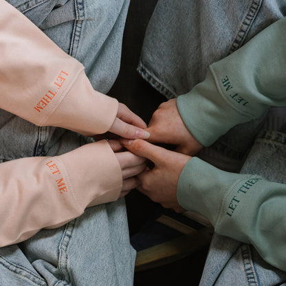 Holding hands, Let Them Let Me Sleeve in Aloe and Peach colour by Every Little Thread