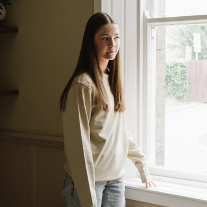 Every Little Thread Sweatshirt in Sand Colour Front View